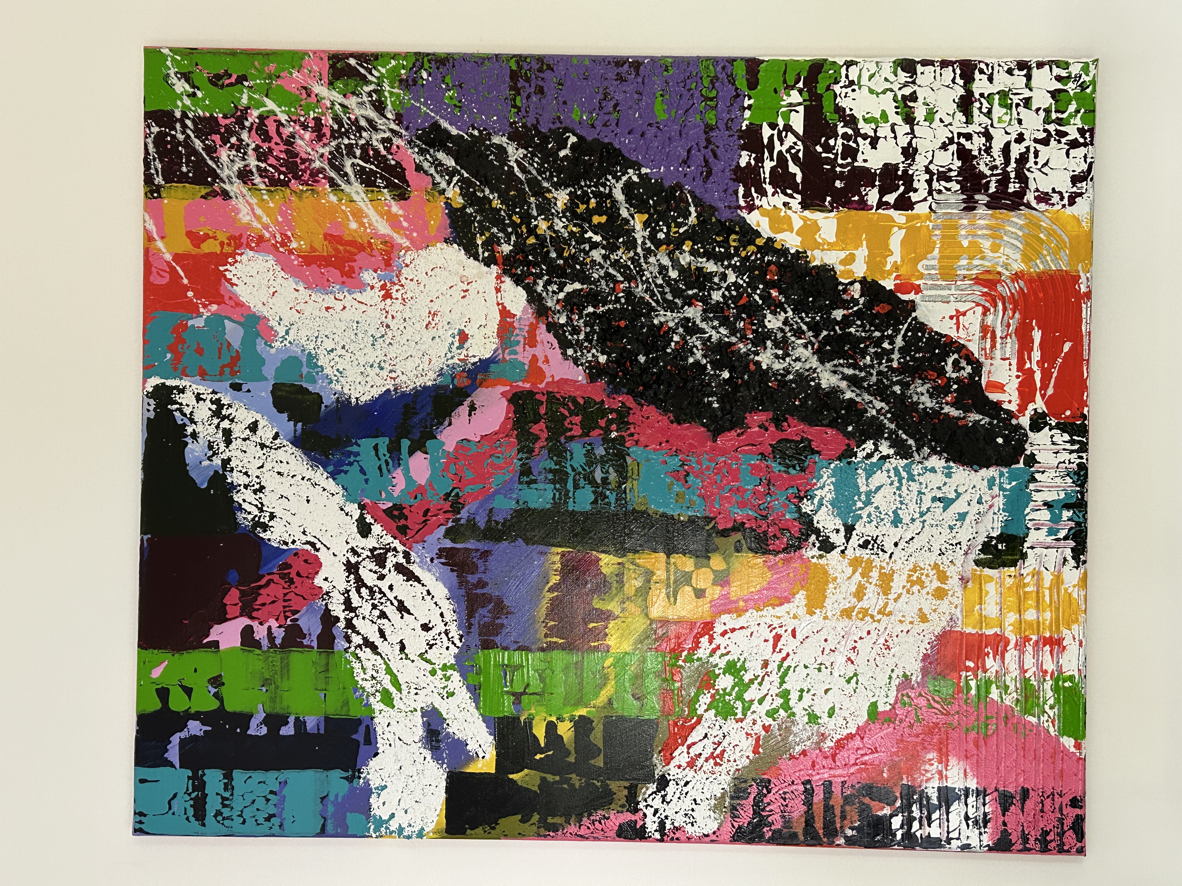 Abstraktes Gemälde „Aufbruch ins Unbekannte“, Acryl und Sand auf Leinwand, 120×100 cm